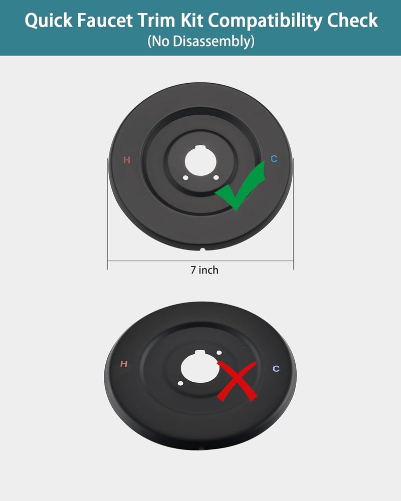 Ultrimkit Shower Faucet Trim Kit Compatible with Moen Fit Chateau Valve Only, Pull-on Push-off Design Knob Handle, Matte Black - Image 3